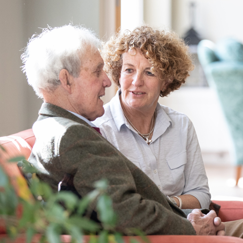stroke-care client and carer discussing stroke care support