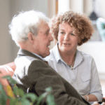 carer providing stroke aftercare support